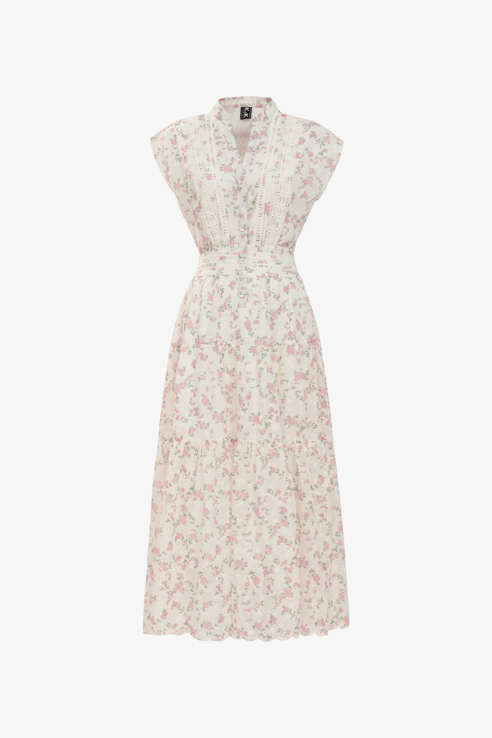 Đầm xô ren thêu dáng dài hoa hồng