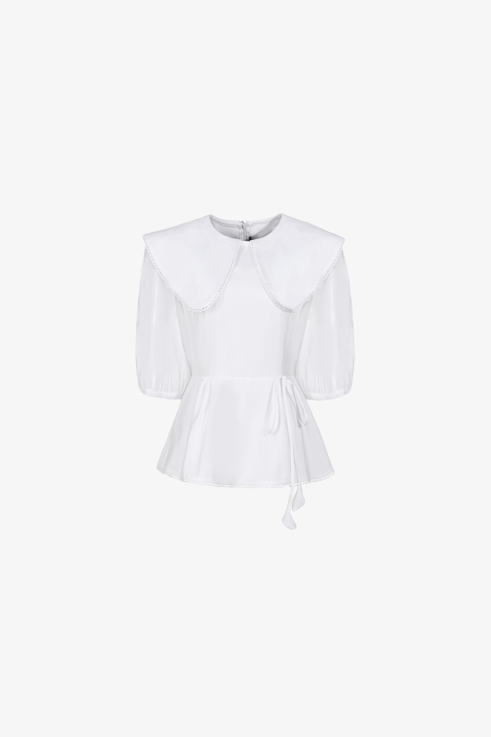 Áo trắng kiểu peplum cổ sen lớn