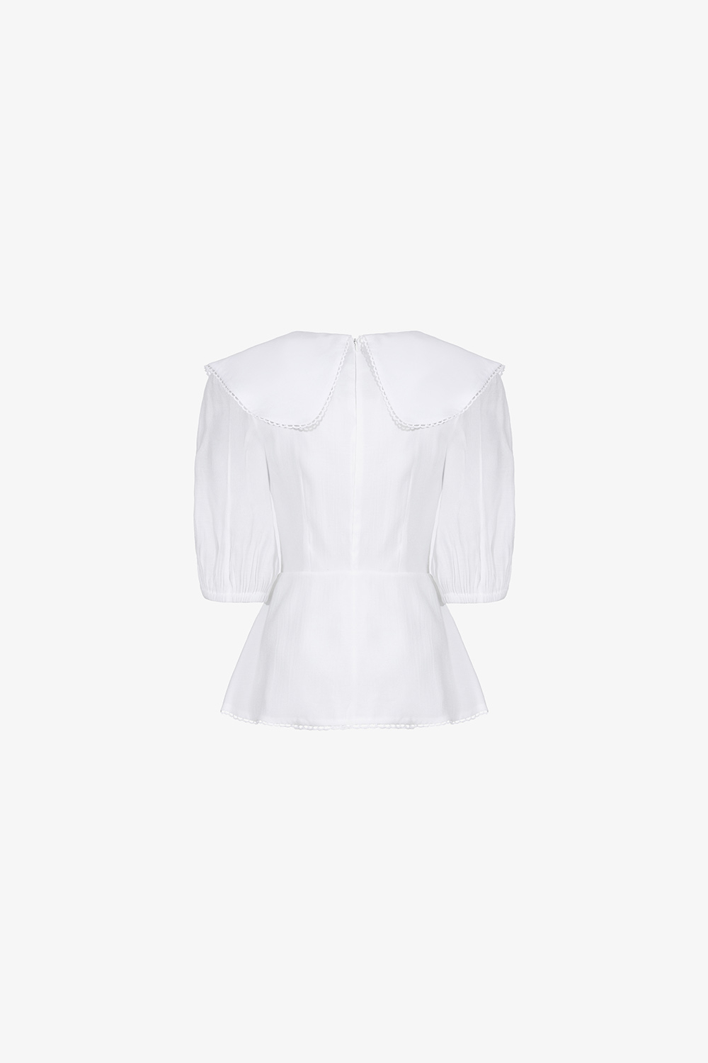 Áo trắng kiểu peplum cổ sen lớn