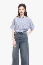 Áo sơ mi kẻ sọc dáng croptop