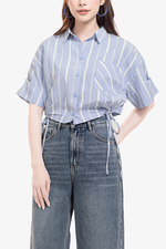 Áo sơ mi kẻ sọc dáng croptop