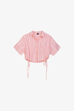 Áo sơ mi kiểu croptop nữ phối nơ