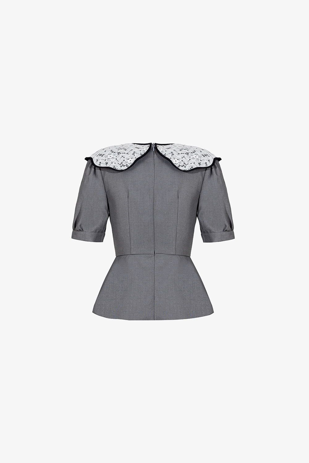 Áo peplum công sở nữ phối cổ ren trắng