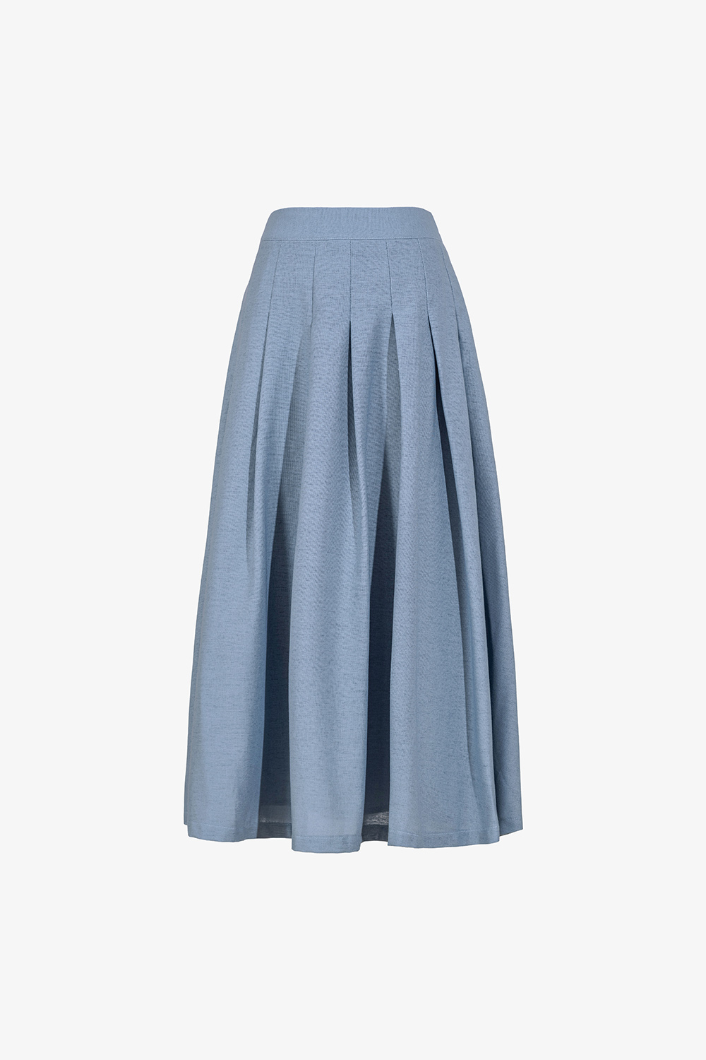 Chân váy linen dáng dài xếp ly màu xanh