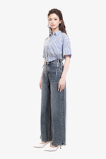 Quần jeans nữ ống suông lưng cao