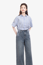 Quần jeans nữ ống suông lưng cao