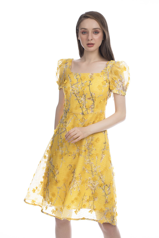 Đầm hoa dáng xòe cổ vuông KK95-03