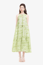 Đầm maxi tie-dye cổ yếm dáng suông