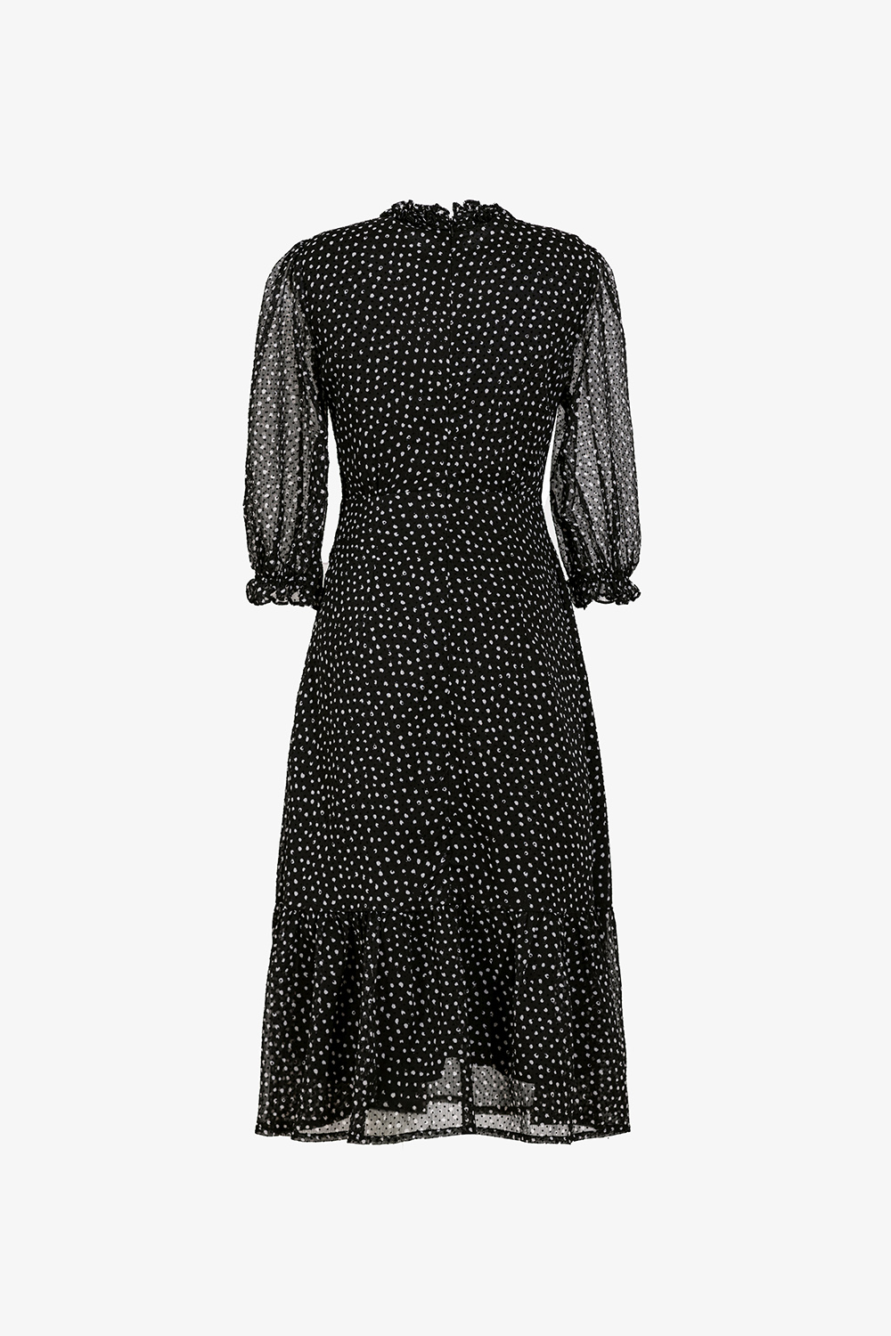 Đầm đen chấm bi dáng xòe đuôi cá