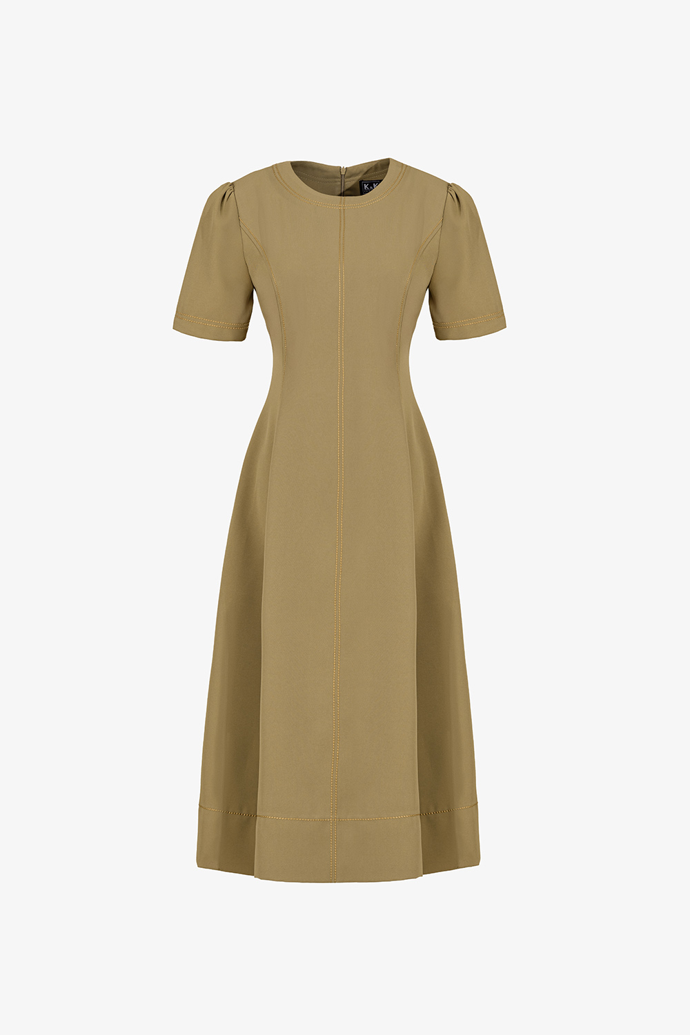 Đầm công sở dáng xòe dài phối viền chỉ