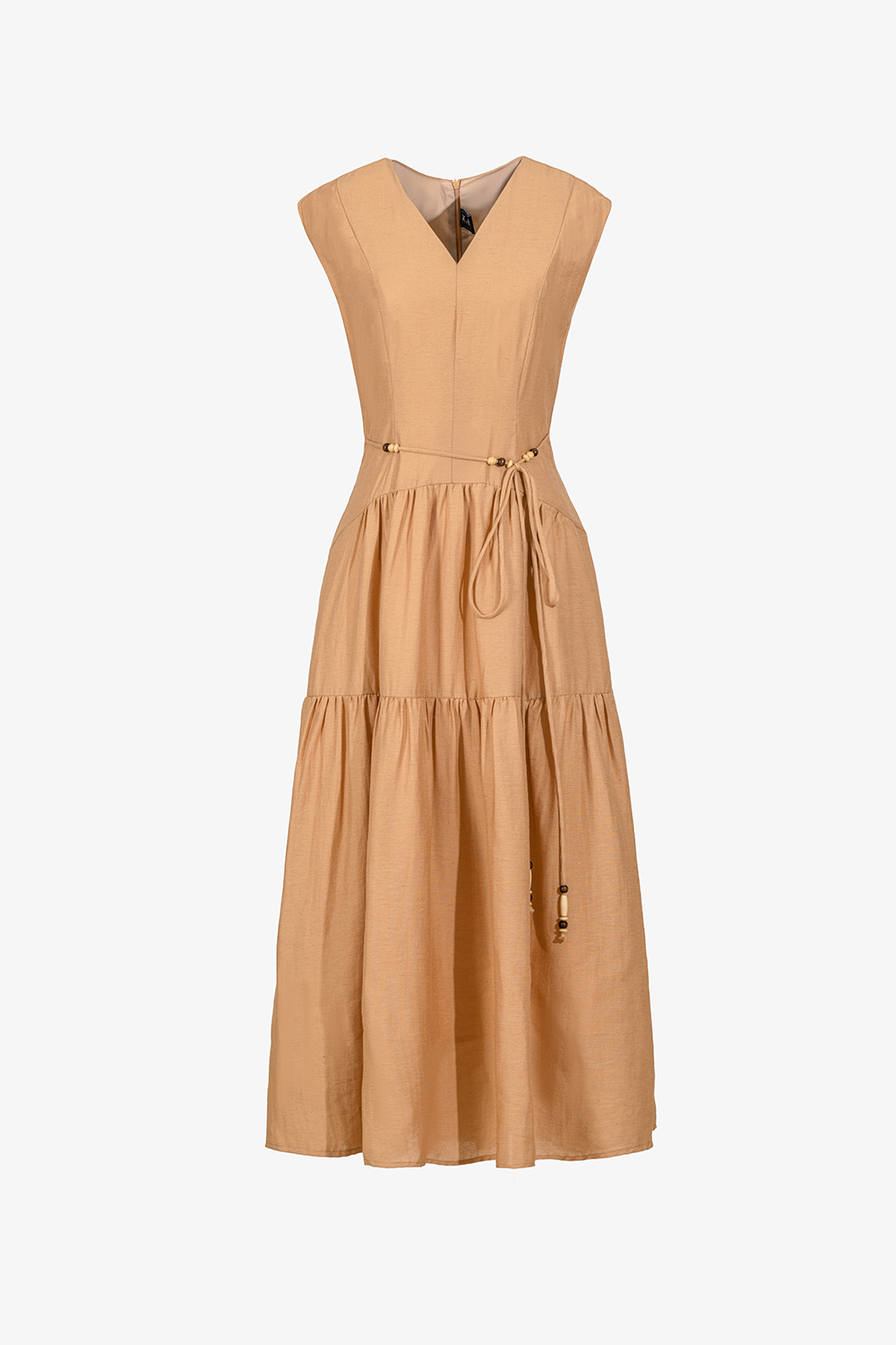 Đầm xòe tầng dáng dài thắt nơ eo