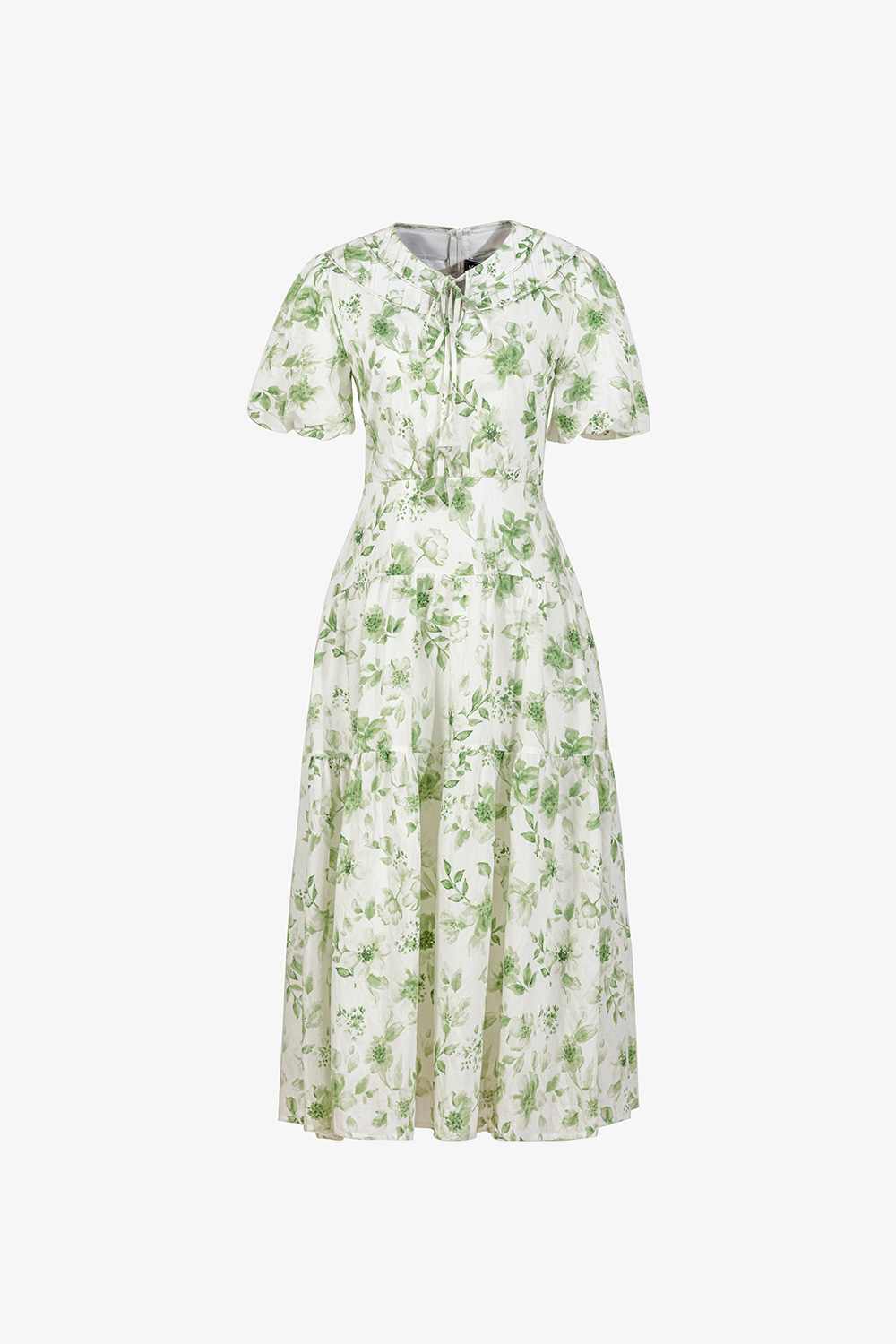 Đầm hoa dáng xòe dài tay phồng