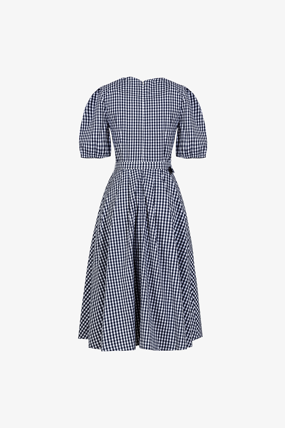 Đầm caro dáng xòe kèm thắt lưng