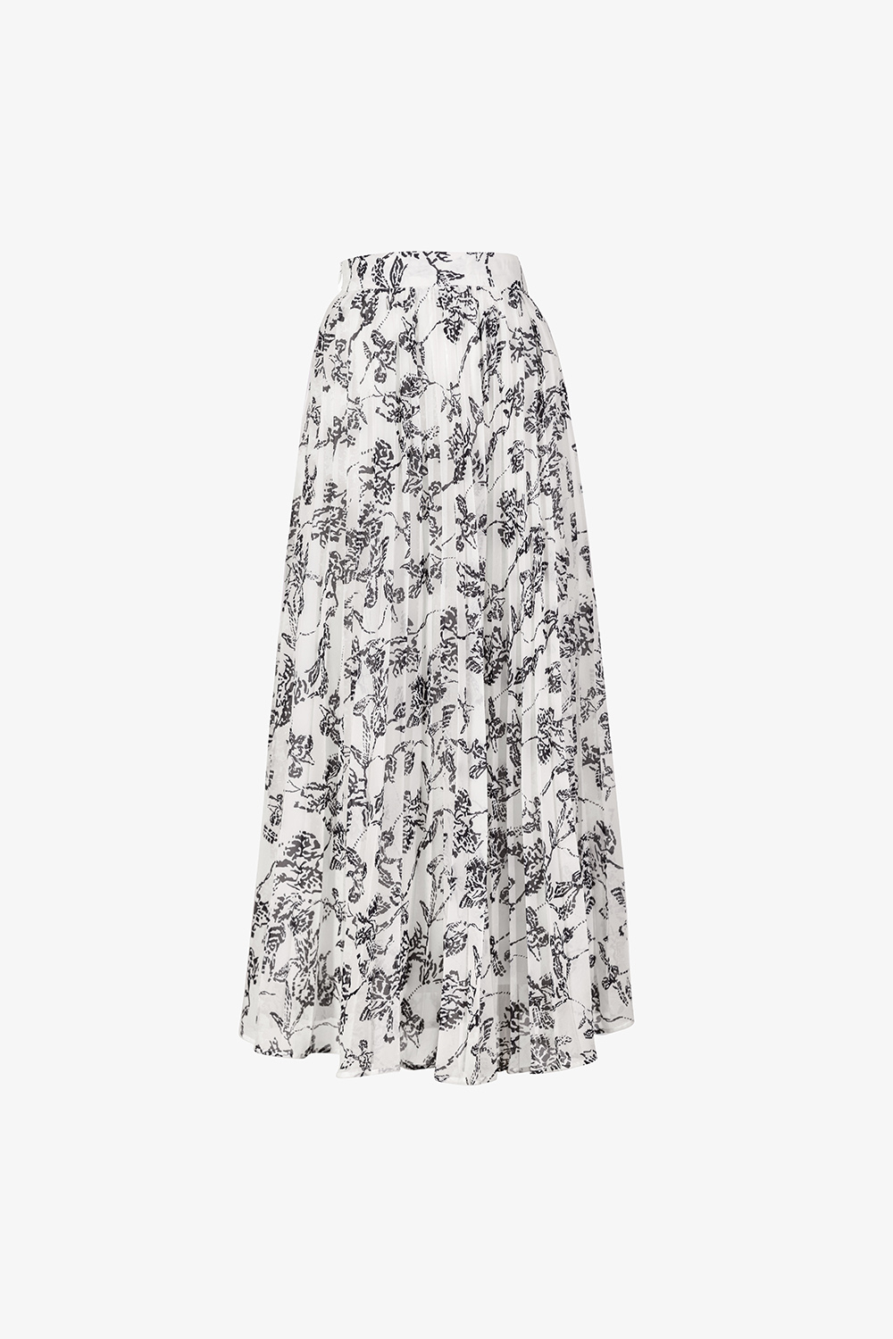 Chân váy voan trắng dáng dài hoa đen