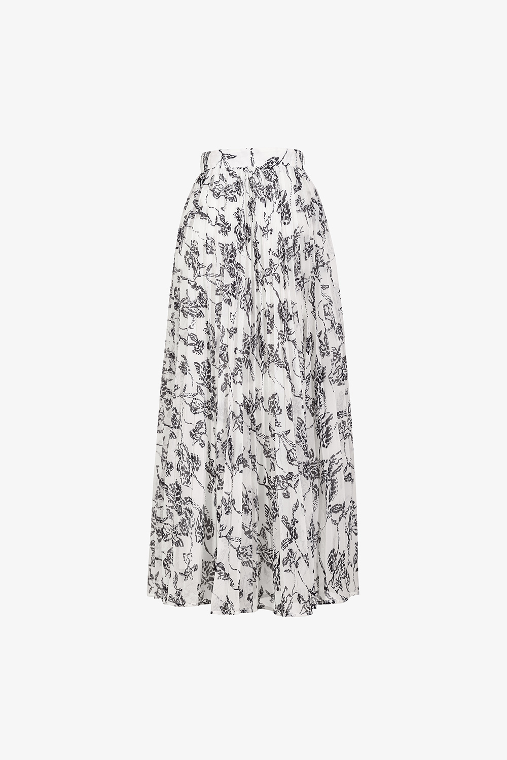 Chân váy voan trắng dáng dài hoa đen