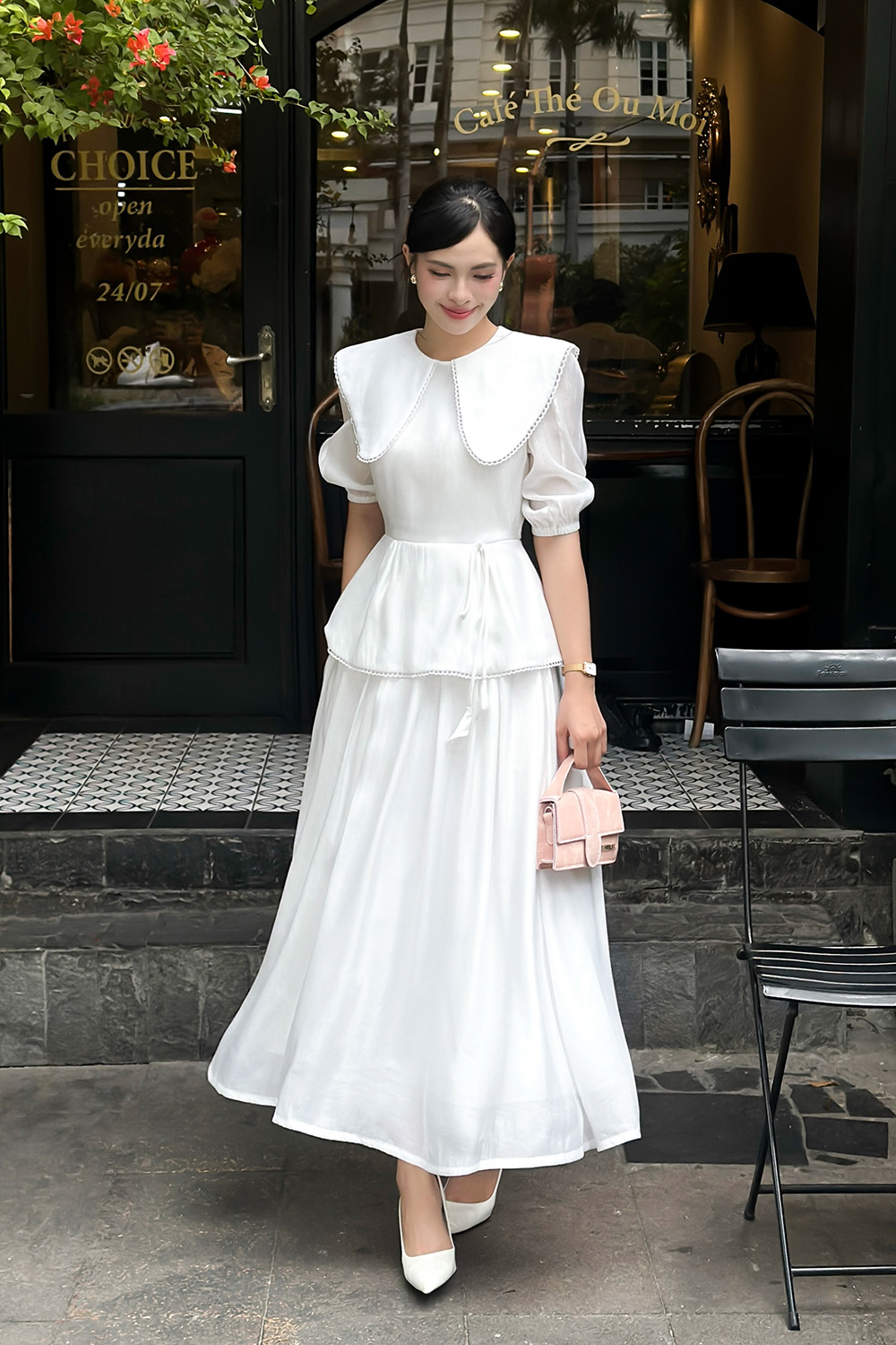 Chân váy trắng dài dáng xòe CV09-23