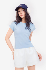 Áo len dệt kim tay hến màu xanh