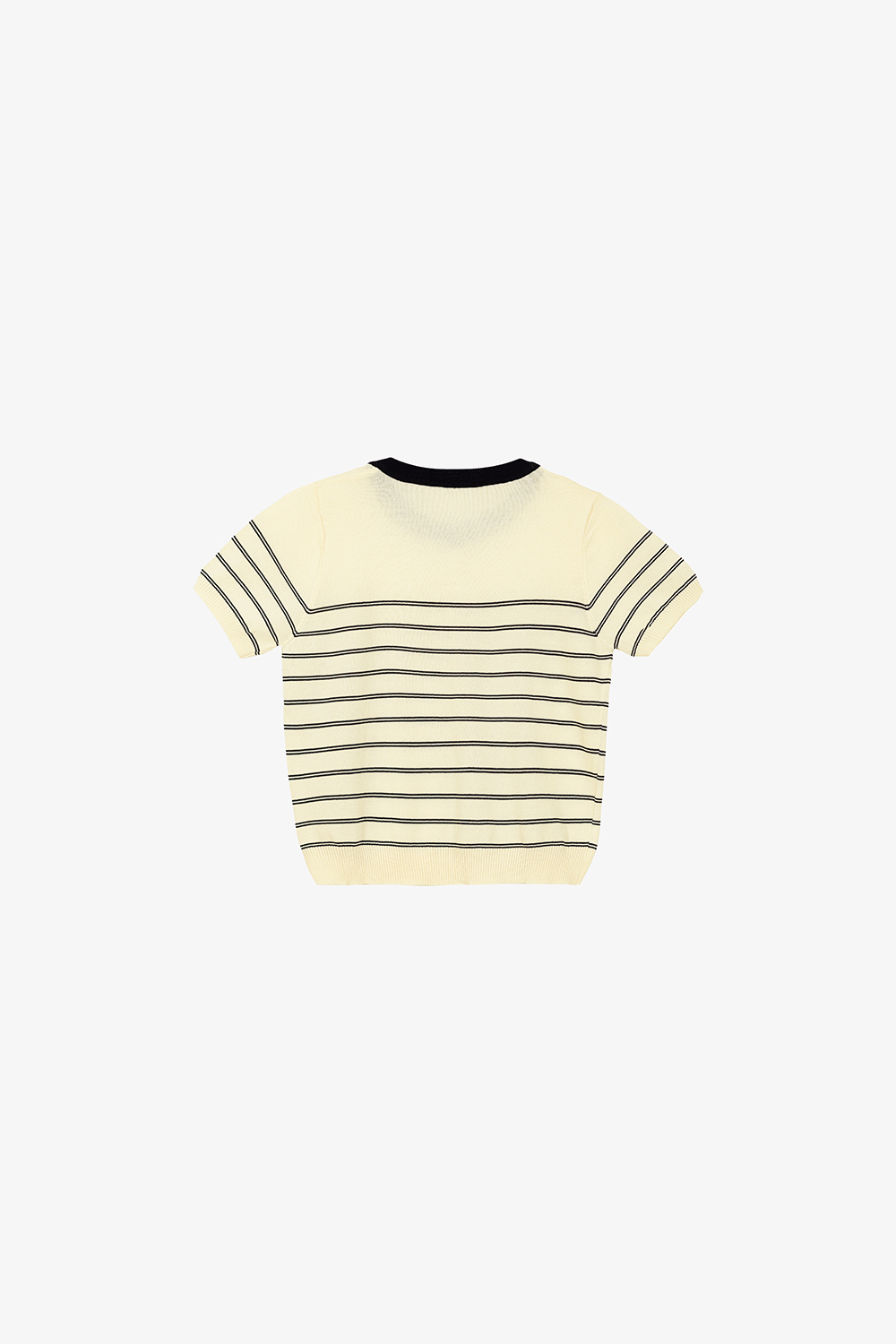 Áo len dệt kim màu kem sọc đen cài nút