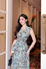 Đầm peplum hoa sát nách