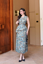 Đầm peplum hoa sát nách
