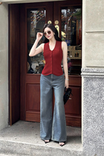 Quần jeans nữ ống suông lưng cao