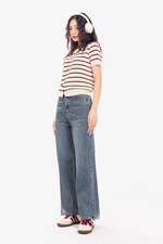Quần jeans nữ ống suông lưng cao