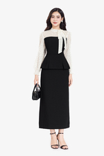 Áo peplum công sở nữ phối chấm bi