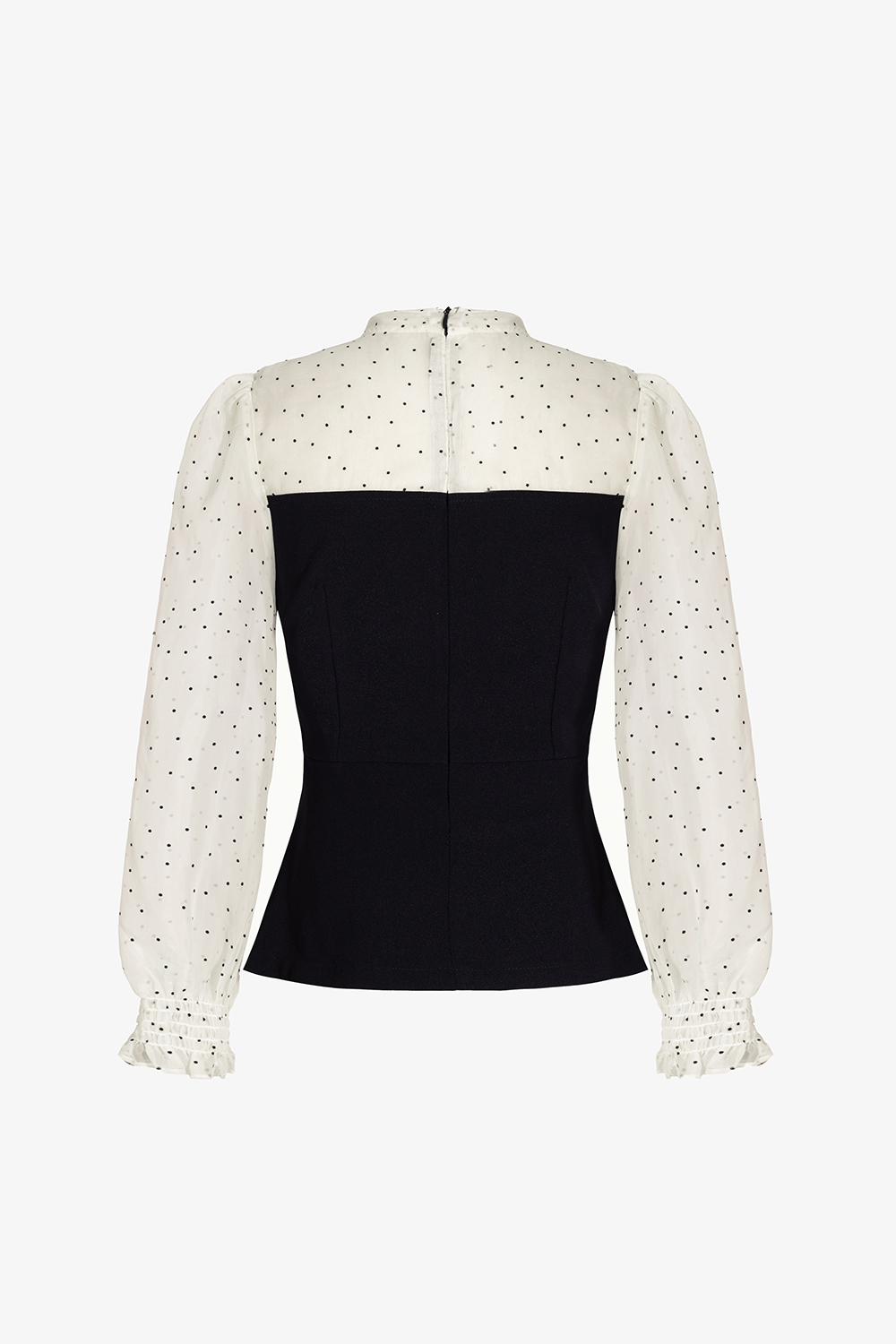 Áo peplum công sở nữ phối chấm bi