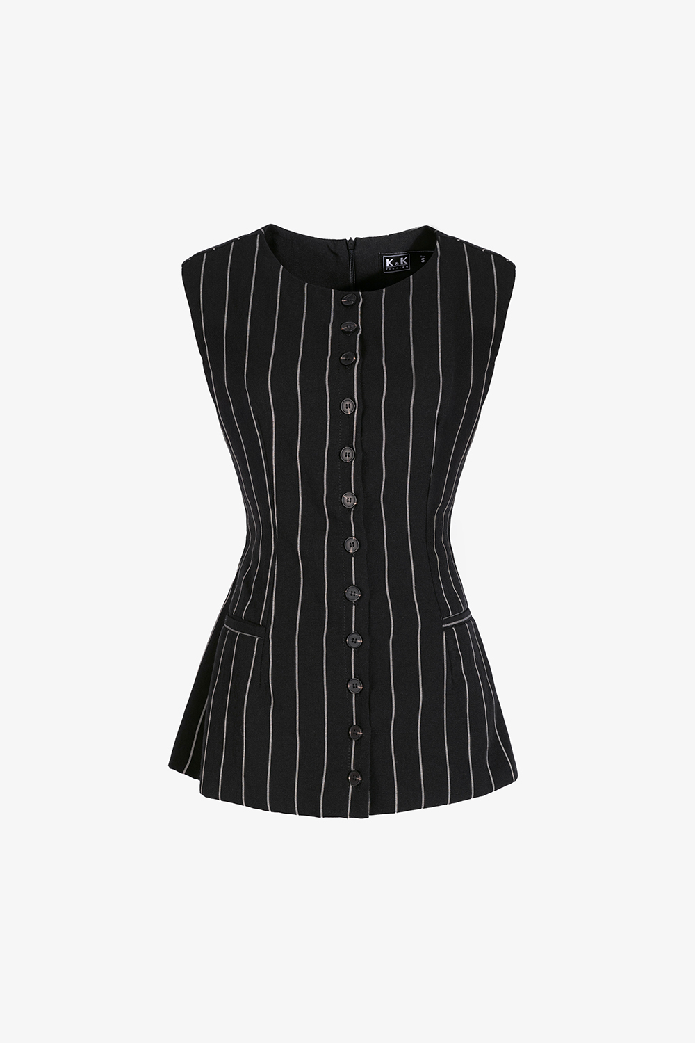 Áo gile sọc đen phối túi