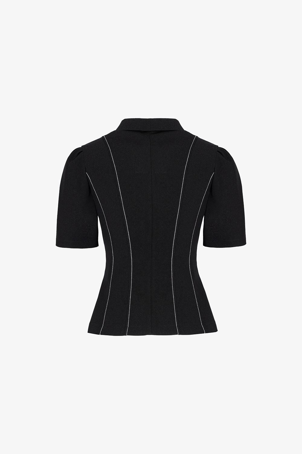 Áo kiểu nữ màu đen phối viền chỉ