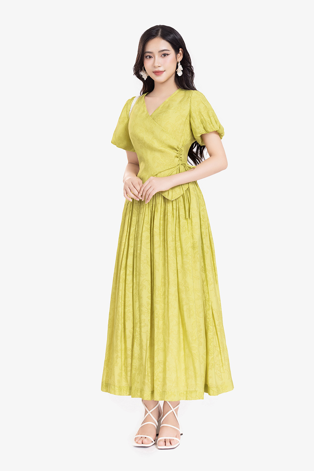 Áo kiểu cổ V đắp chéo tay bí