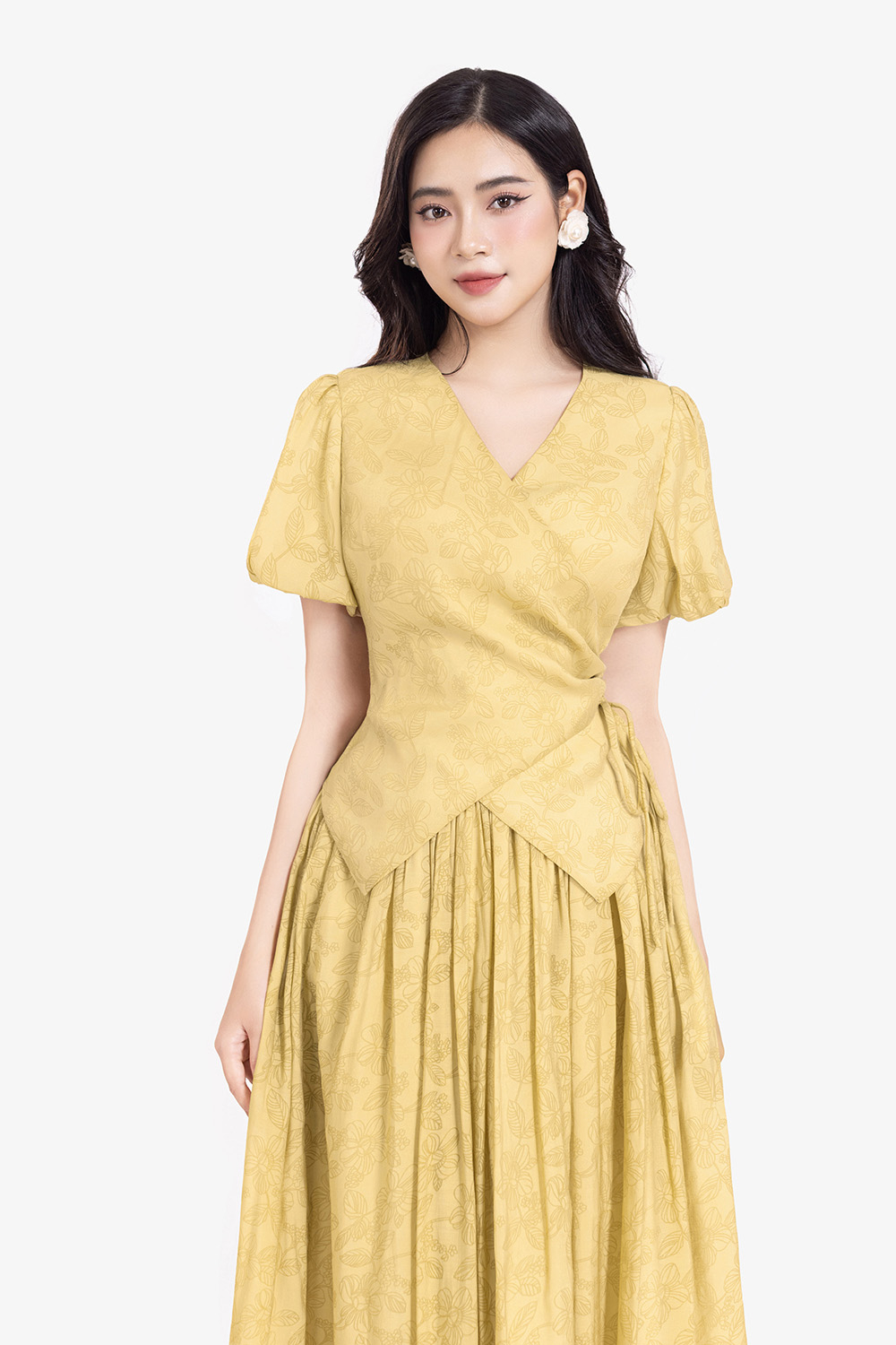 Áo kiểu nữ đắp chéo eo thắt nơ