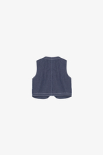 Áo gile denim nữ phối viền chỉ