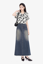 Áo sơ mi kiểu croptop nữ họa tiết hoa