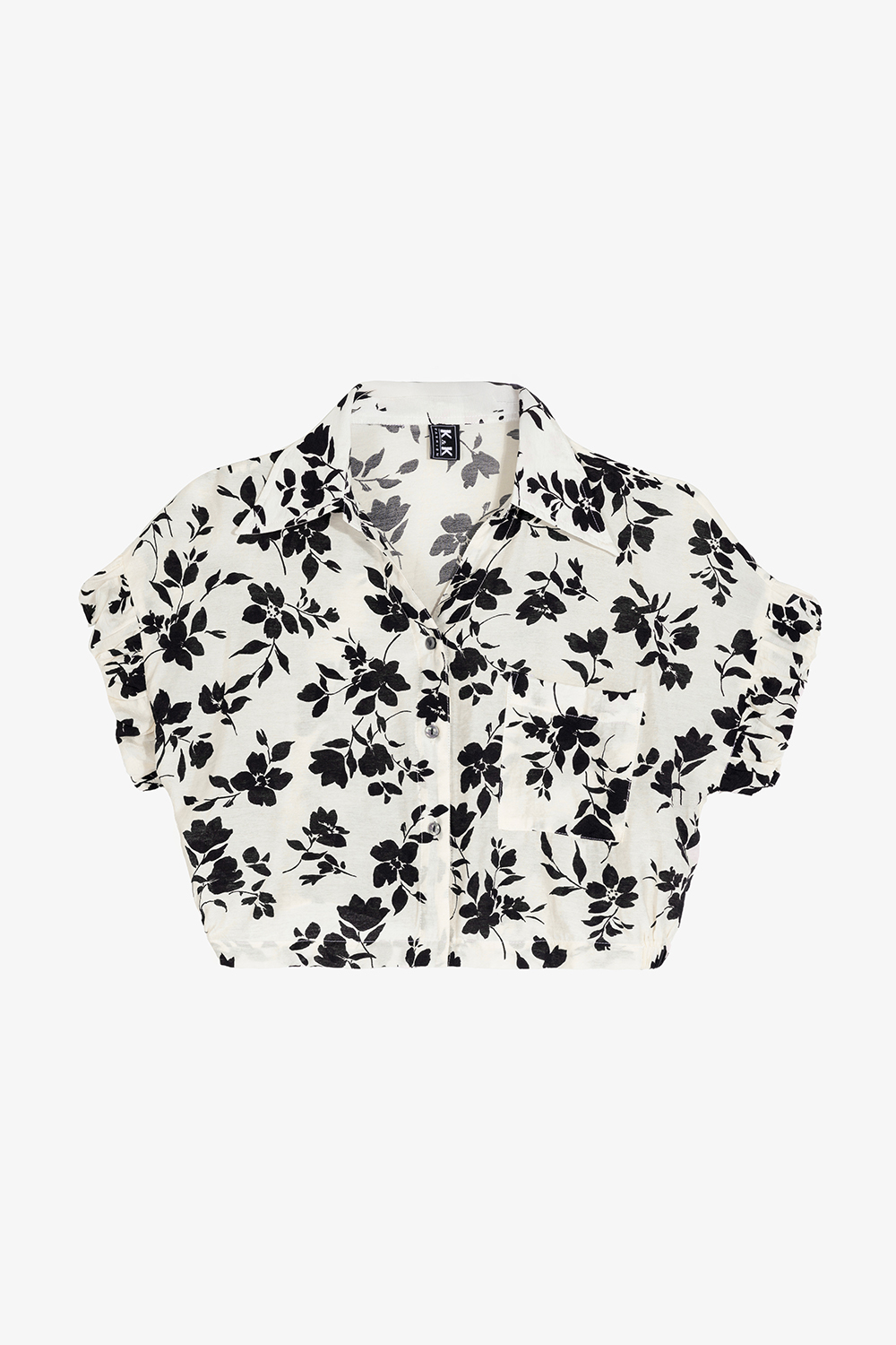 Áo sơ mi kiểu croptop nữ họa tiết hoa