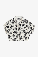 Áo sơ mi kiểu croptop nữ họa tiết hoa