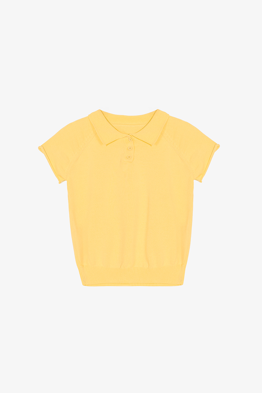 Áo polo len dệt kim màu vàng