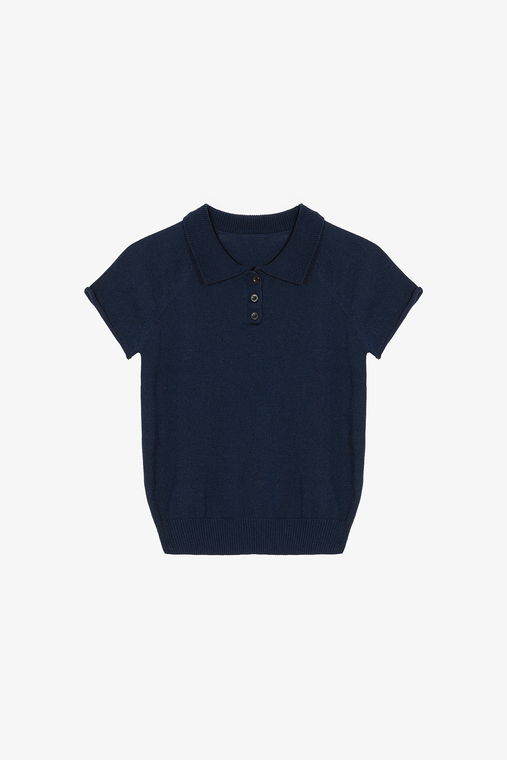 Áo polo nữ dệt kim màu xanh đen