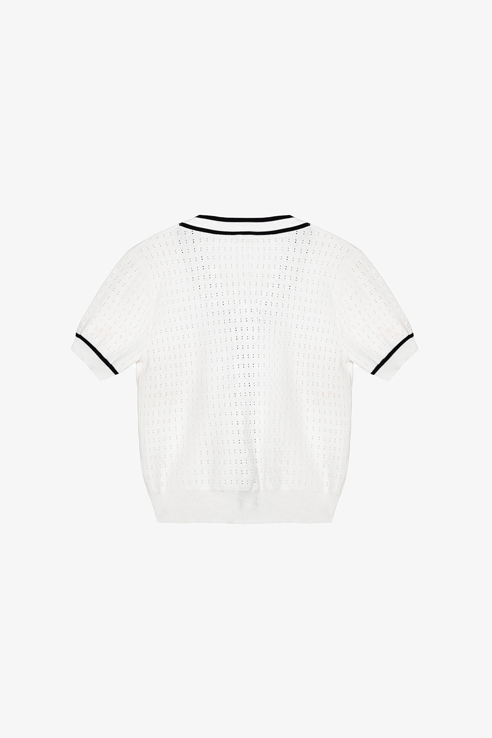 Áo cardigan dệt kim màu trắng viền đen