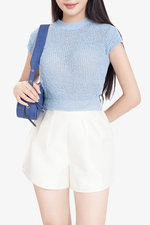Áo len dệt kim tay hến màu xanh pastel