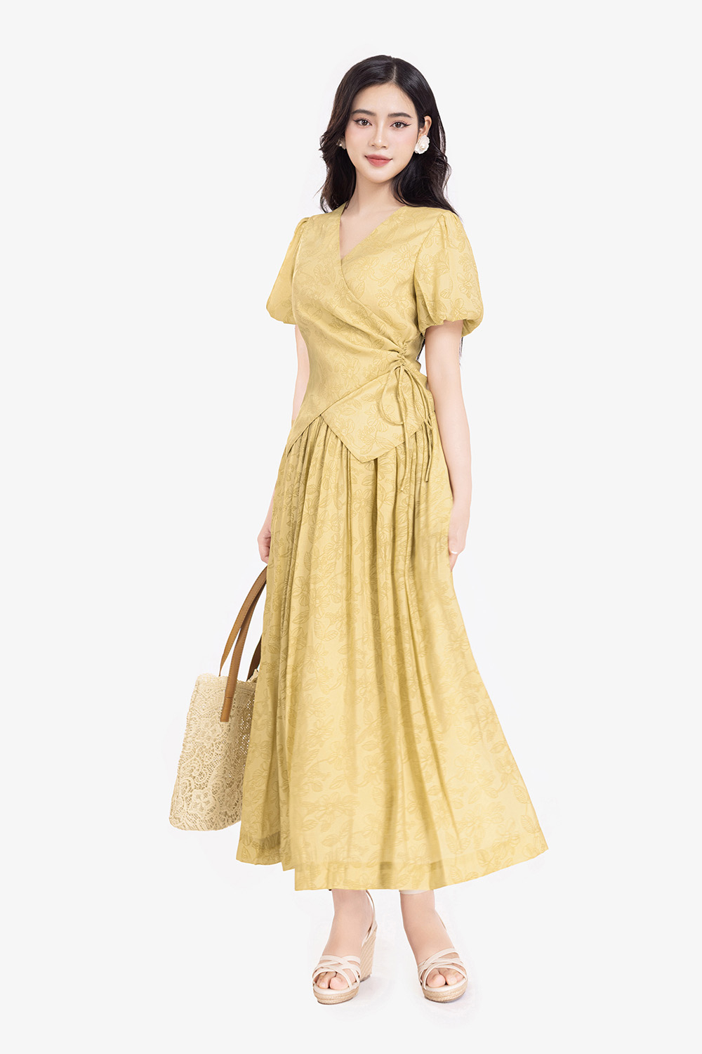 Chân váy xòe in hoa dáng dài