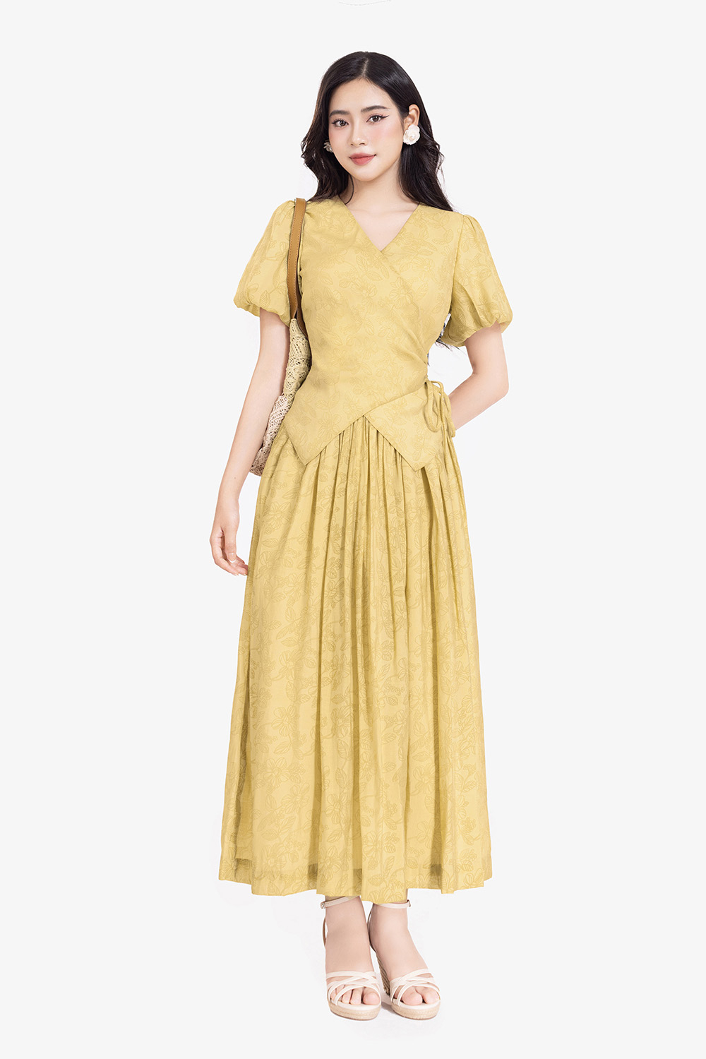 Chân váy xòe in hoa dáng dài