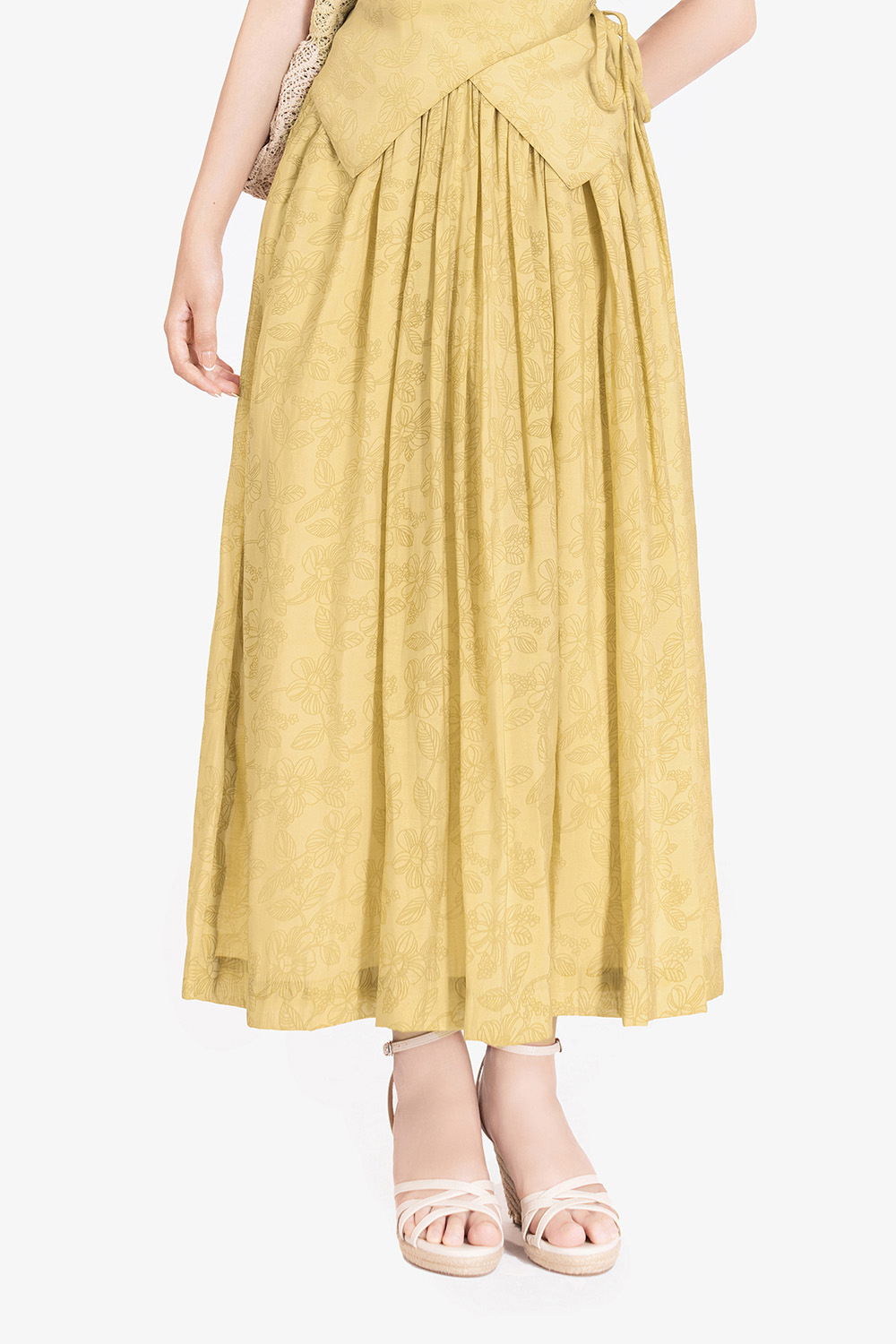 Chân váy xòe in hoa dáng dài