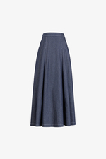 Chân váy denim dáng xòe xếp ly