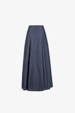 Chân váy denim dáng xòe xếp ly