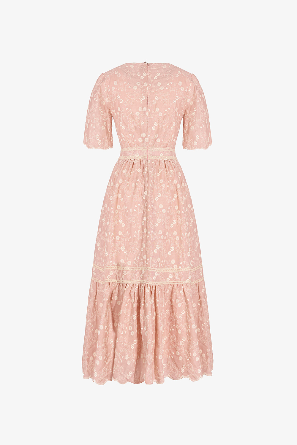 Đầm hoa hồng xòe đuôi cá phối ren