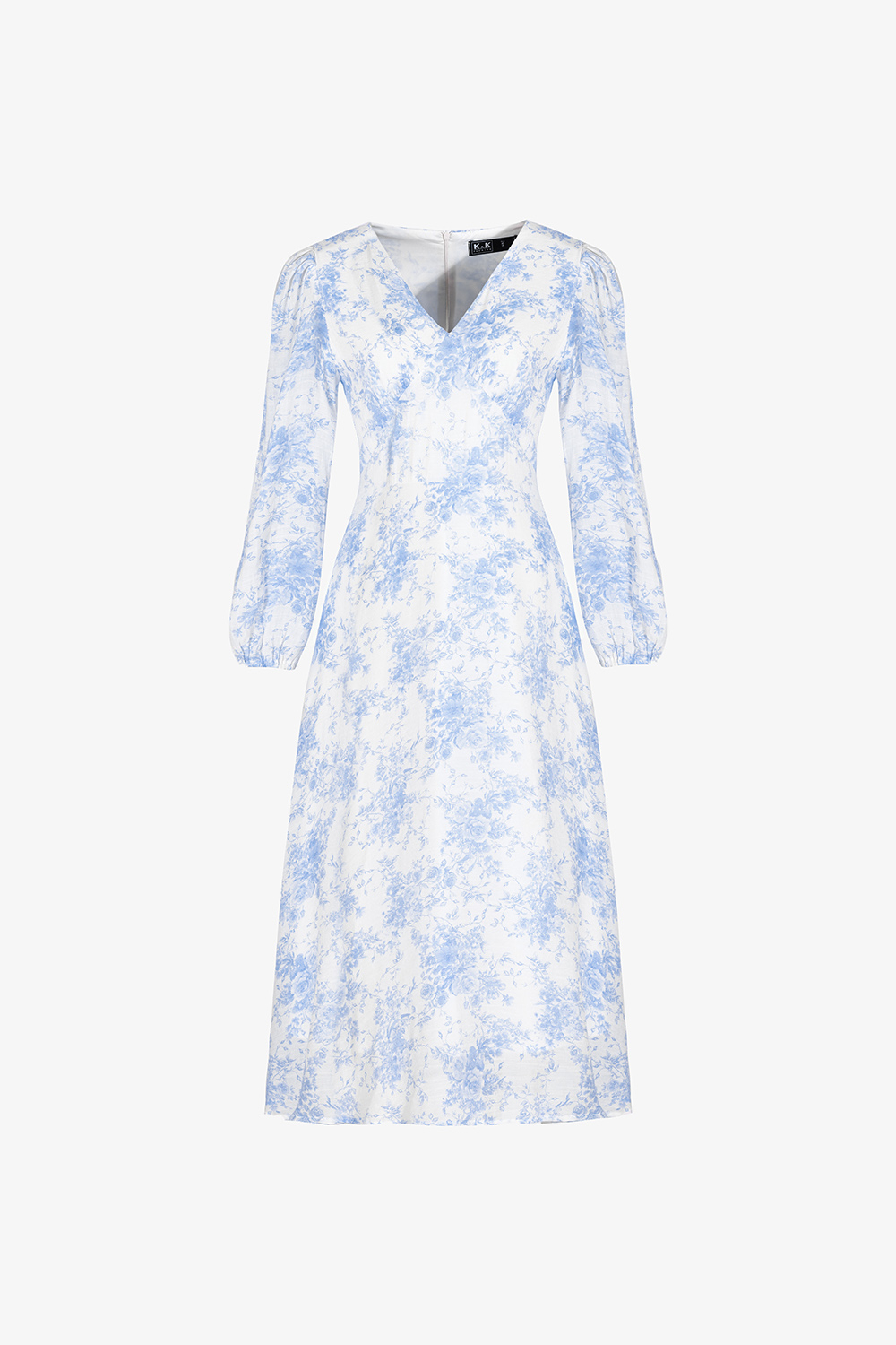 Đầm hoa dáng chữ A dài cổ V