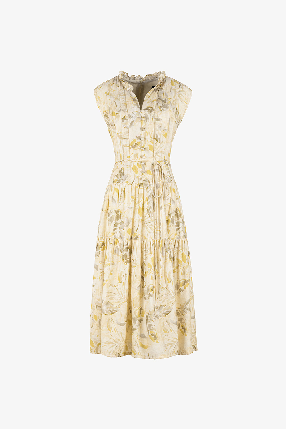 Đầm hoa dáng xòe phối thắt lưng