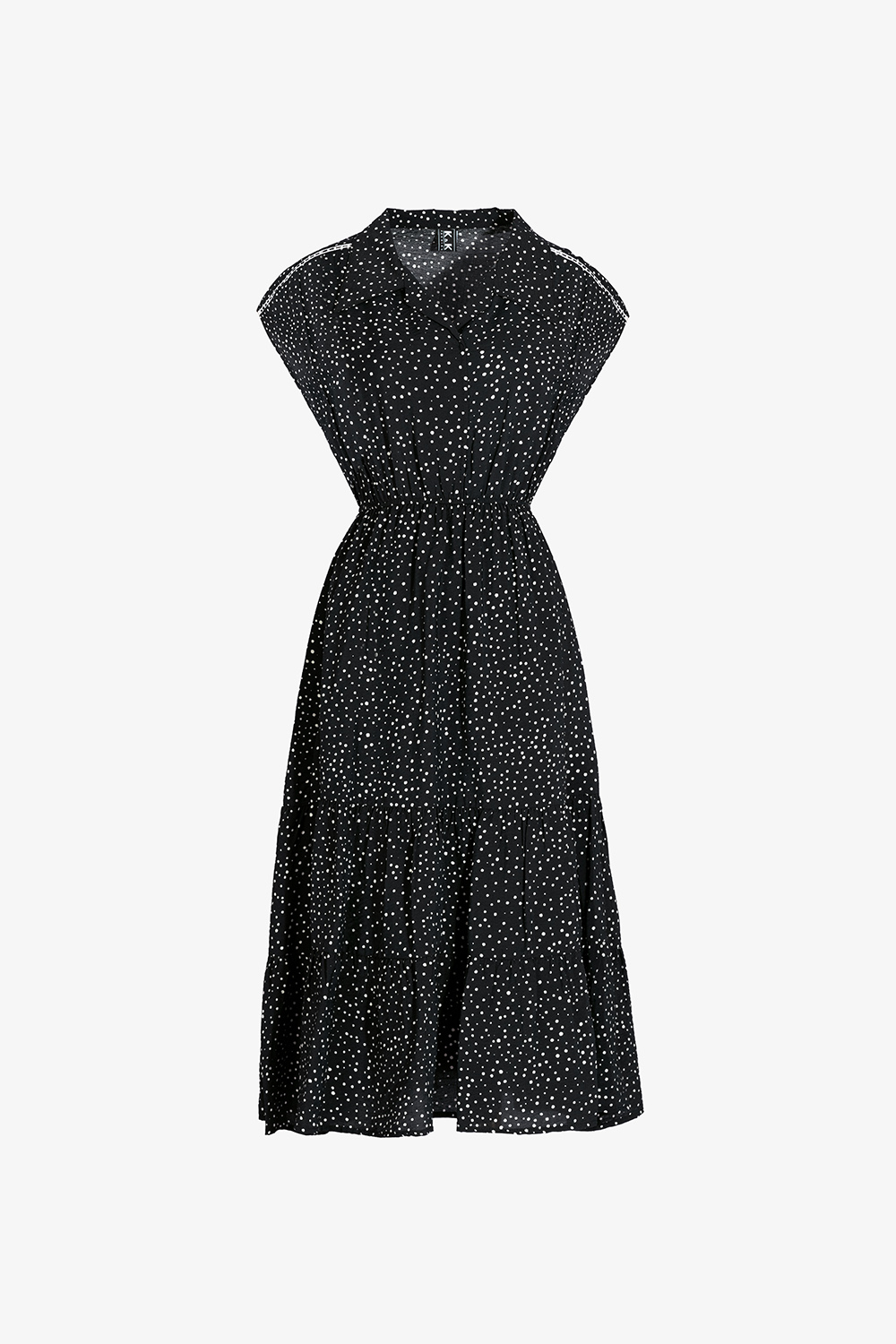 Đầm đen chấm bi dáng xòe eo bo chun