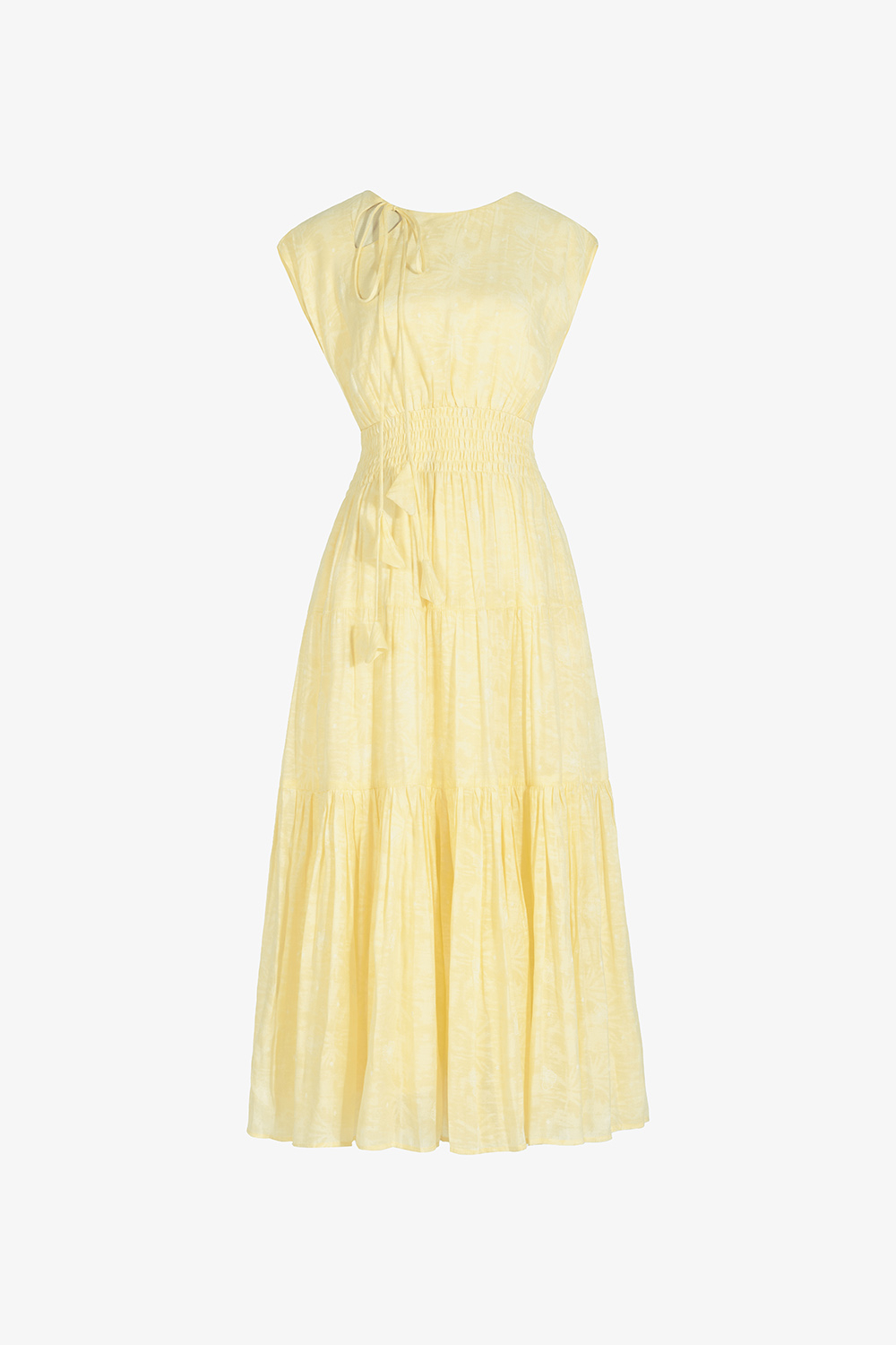 Đầm vàng dáng xòe dài eo bo chun